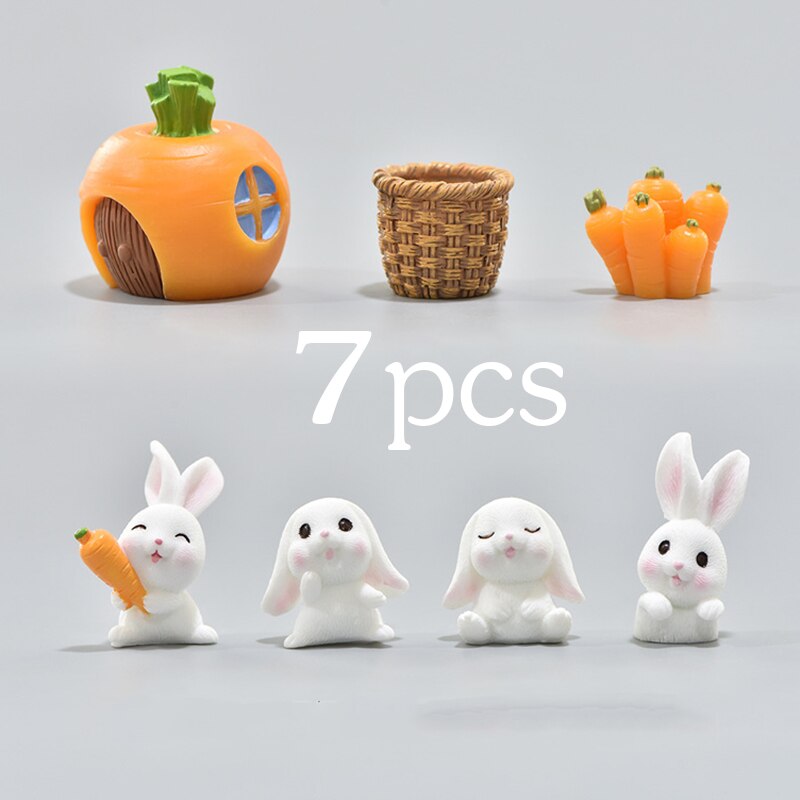 7 pcs Rabbits Fairy Garden Miniatures