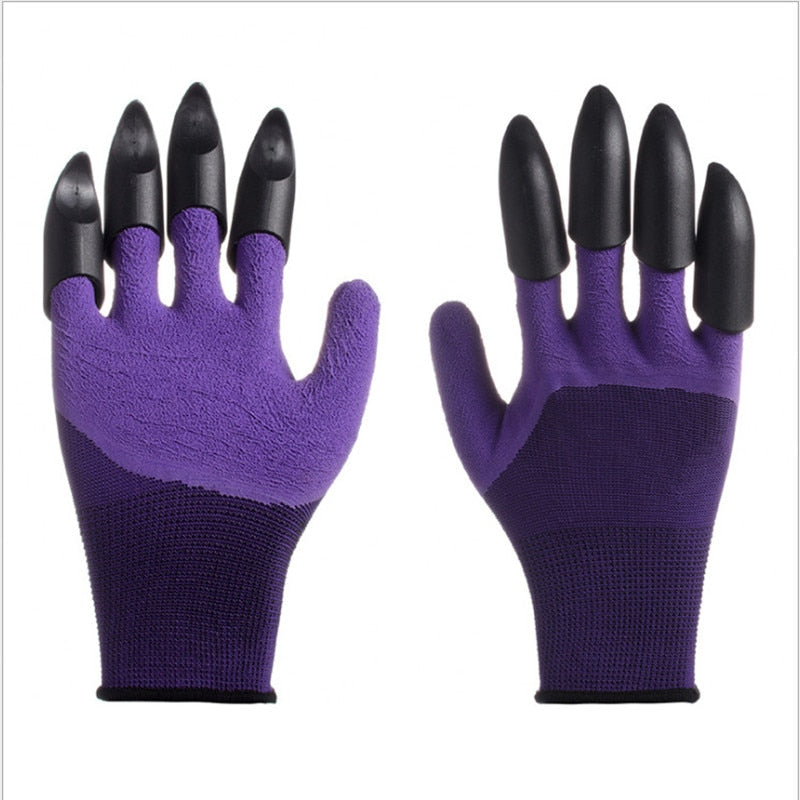 Plastic Garden Rubber Gloves 4 Hand Claw