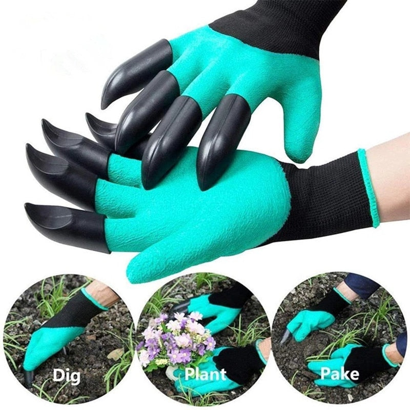 Plastic Garden Rubber Gloves 4 Hand Claw