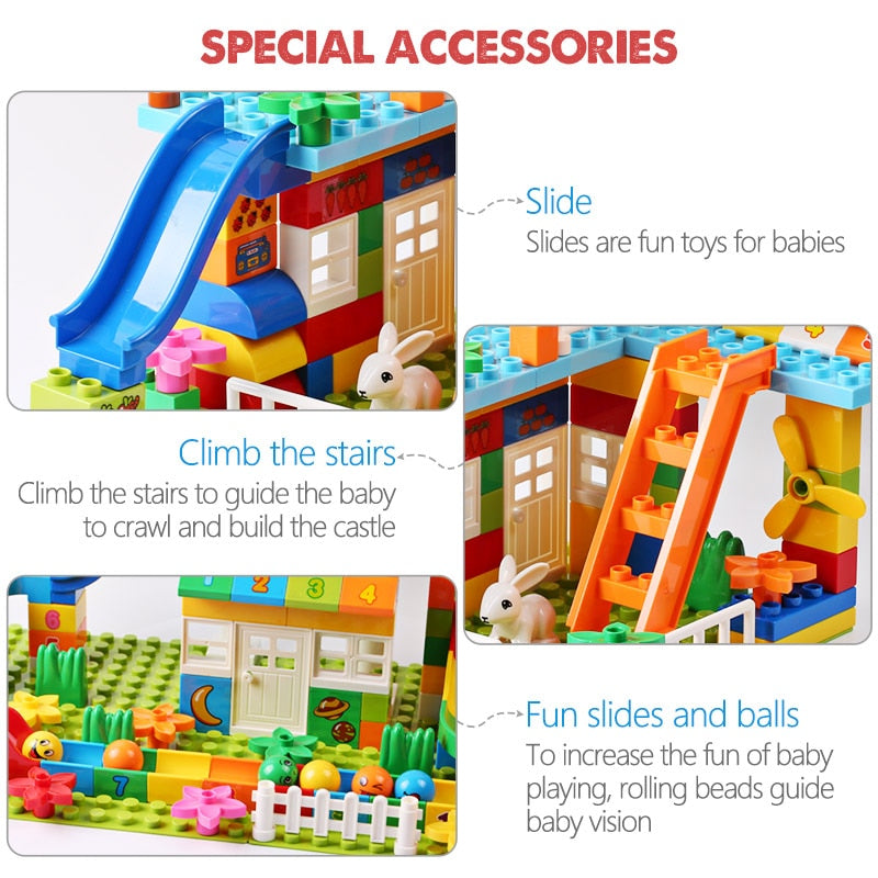 Big Size Slide Building Blocks Castle Brick Toys