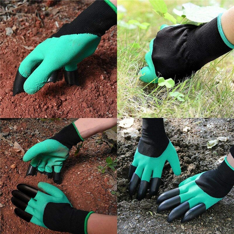 Plastic Garden Rubber Gloves 4 Hand Claw