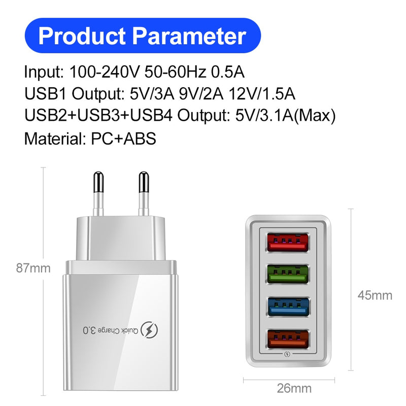 EU/US Plug USB Charger Quick Charger