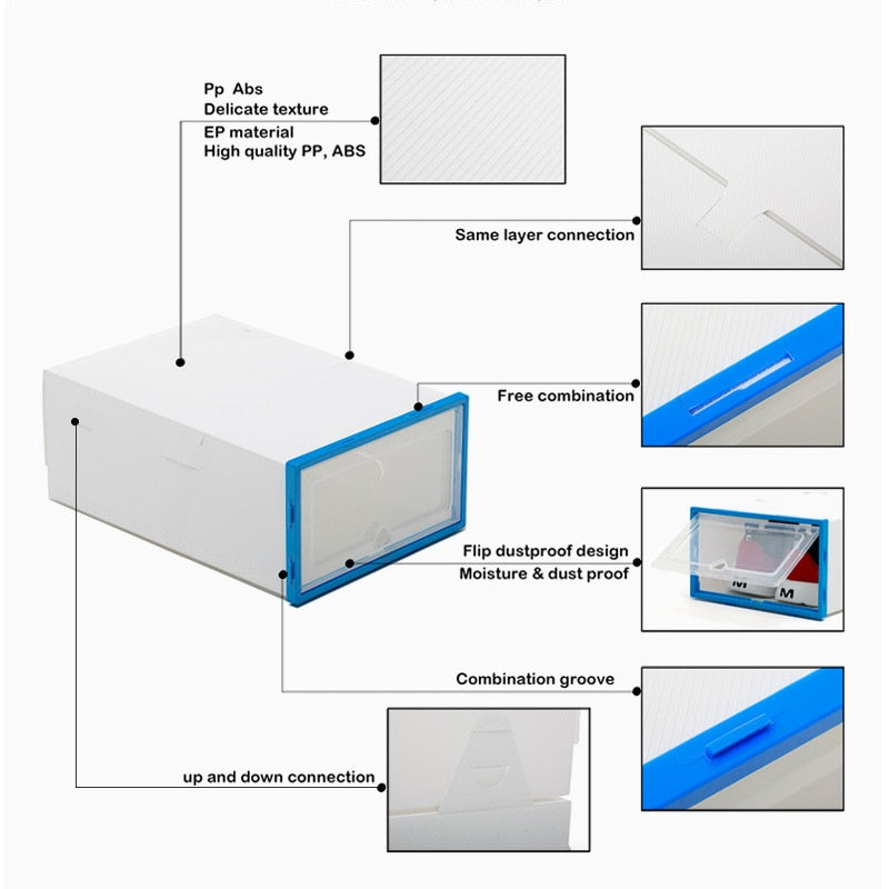 6 Packs Transparent Shoe Box Shoes Organizers