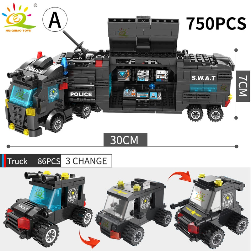 Police Station Truck Model Building Blocks