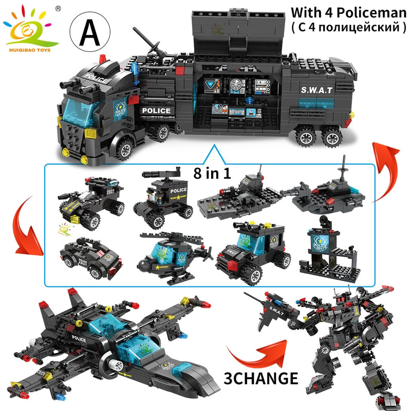 Police Station Truck Model Building Blocks