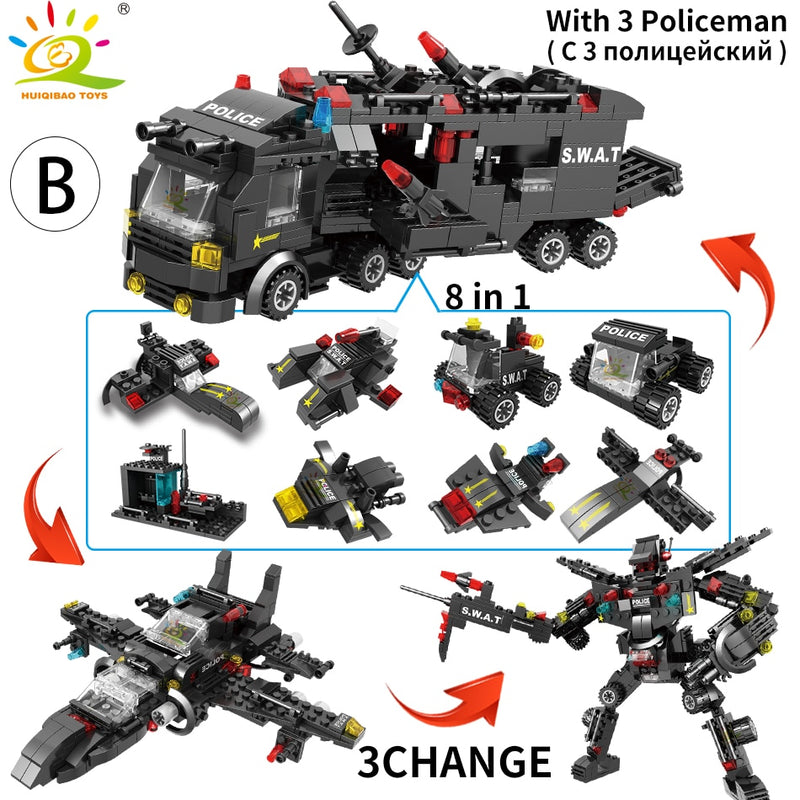 Police Station Truck Model Building Blocks